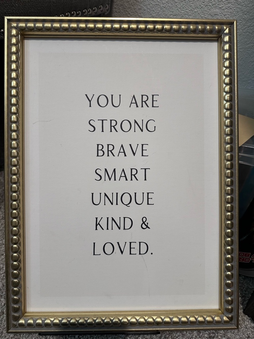 Inspirational Framed Wall Art - Gold Beaded Frame Affirmations
